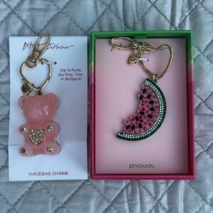 NWT/NIB(2)Betsey Johnson Gummy Bear and Watermelon Slice Keychain Bag charms Set
